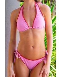 Aspiga - Ladies Sustainable Triangle Halter Bikini Top And Tie Side Bottoms Patterned Multicoloured - Lyst