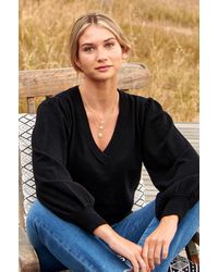 Aspiga - Ladies Sustainable Merino Cashmere Blend V-Neck Jumper Balloon Sleeve - Lyst