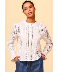 Aspiga - Ladies Sustainable Quinn Cotton Blouse Broderie Anglaise - Lyst