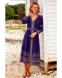Aspiga - Ladies Sustainable Jamila Embroidered Dress Organic Cotton Summer Holiday Beach Cover Up - Lyst
