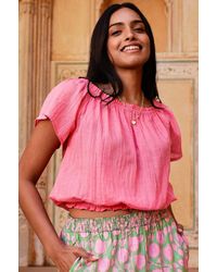 Aspiga - Ladies Sustainable Ilana Frill Gauze Organic Cotton Top Summer Holiday On Off The Shoulder - Lyst