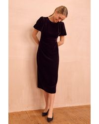 Aspiga - Ladies Dulcie Velvet Puff Sleeve Dress Winter Wedding Occasion Event - Lyst