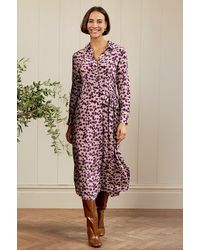 Aspiga - Ladies Minette Viscose Crepe Printed Midi Shirt Dress Animal Print - Lyst