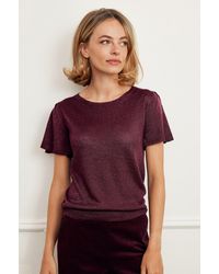 Aspiga - Ladies Sustainable Metallic Knit T-Shirt Viscose - Lyst