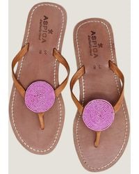 Aspiga - Ladies Sustainable Beaded Handmade Sandals Leather And Glass Summer Holiday - Lyst