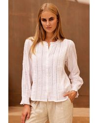 Aspiga - Ladies Ethical Vienna Long Sleeve Cotton Blouse Summer Lace Detailing - Lyst