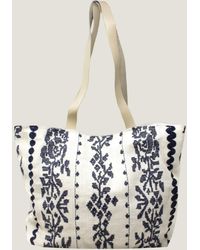 Aspiga - Ladies Sustainable Paros Jute Tote Bag Leather Straps Summer Beach Holiday Floral Embroider - Lyst