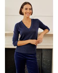 Aspiga - Ladies Sustainable Metallic Knit V-Neck Jumper - Lyst