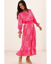 Aspiga - Sustainable Maeve Ecovero Viscose Summer Holiday Wedding Guest Evening Dress Floral Printed - Lyst