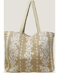 Aspiga - Ladies Sustainable Paros Jute Tote Bag Leather Strap Summer Beach Holiday Floral Embroider Natural - Lyst