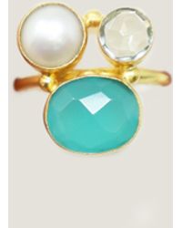 Ashiana Jewellery - Aspiga Ladies Ethical Three Stone Size Ring Pearl Aqua Crystal - Lyst