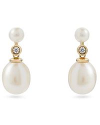Aspinal of London - Diamond & Pearl Drop Earrings - Lyst