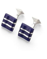 Aspinal of London - Wave Sterling & Lapis Cufflinks - Lyst