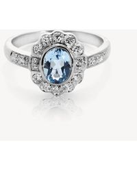 Aspinal of London Debutante Aquamarine & Diamond Ring - Blue