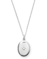 Aspinal of London - Ovale Perlenmedaillon-Halskette Aus Sterlingsilber 925 - Lyst