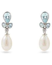 Aspinal of London - Floral Earrings With Aquamarine, Diamond & Pearl - Lyst