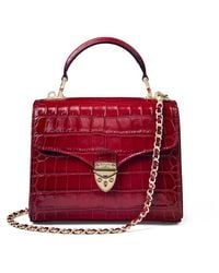 Aspinal of London - Mayfair Midi Burgundy Crocodile Print Bag - Lyst