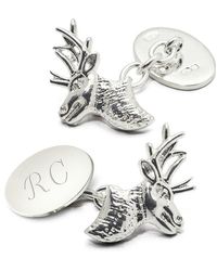 Aspinal of London - Sterling Personalised Stag Head Cufflinks - Lyst
