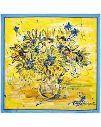 Aspinal of London - Sunflower & Butterflies Silk Scarf - Lyst