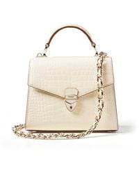 Aspinal of London - Mayfair 2 Midi Cream Leather Crocodile Print Bag - Lyst