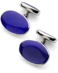 Aspinal of London - Oval Sterling & Lapis Cufflinks - Lyst