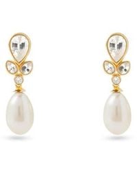 Aspinal of London - Floral Earrings With Sapphire, Diamond & Pearl - Lyst