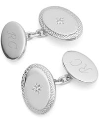 Aspinal of London - Diamond Faceted Oval Cufflinks - Lyst