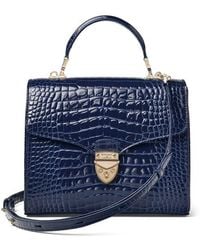 Aspinal of London - Mayfair Dark Leather Crocodile Print Bag - Lyst