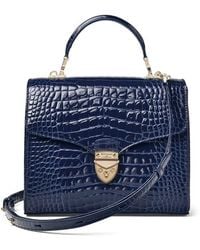 Aspinal of London - Mayfair Dark Leather Crocodile Print Bag - Lyst