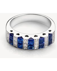 Aspinal of London Aspinal Heart Sapphire & Diamond Ring - Blue