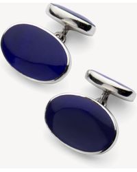 Aspinal of London Oval Sterling Silver Semi Precious Cufflinks - Blue