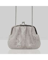 Assots London 'selena' Ice Gray Python Snake Leather Frame Closure Coin Purse