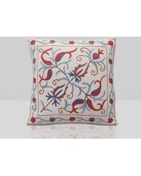 in Blue navy & Red Assots London Handmade Floral Embroidered Cotton Cushion Cover Womens Accessories Phone cases 