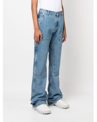 Off-White c/o Virgil Abloh Denim Off White Ripped Detail Bootcut Jeans in Blue for Men Mens Clothing Jeans Bootcut jeans 