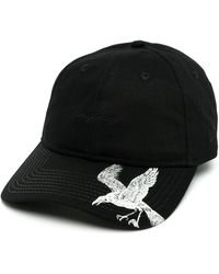 Yohji Yamamoto Crow Print Logo Cap - Black