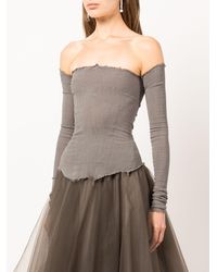 Marc Le Bihan Stretchy Bustier Top With Sleeve - Grey