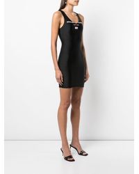 T By Alexander Wang T By Alexander Wang Scoopneck Low Back Tank Dress With Logo Print - Black