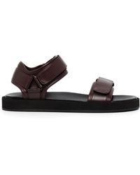 The Row Touch-strap Leather Sandals - Black