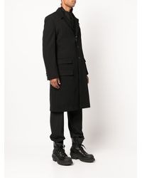 Mens Clothing Coats Long coats and winter coats Yohji Yamamoto Cotton Abstract-print Long Coat in Black for Men 