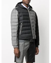 Thom Browne Downfilled Ski Jacket In Funmix In Pinstripe Wool Suiting - Grey