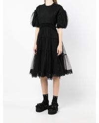 Simone Rocha Tulle Overlay Tiered Dress - Black