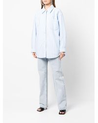 T By Alexander Wang T By Alexander Wang Padded Stripped Cotton Shirt Jacket - White