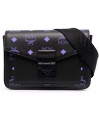 Mini M Pup Drawstring Bag in Color Splash Logo Leather Purple