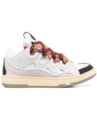 Lanvin Curb Lace-up Sneakers White - Pink
