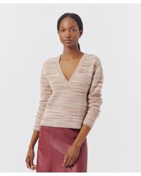 ATM - Cotton Blend Deep V-neck Sweater - Lyst