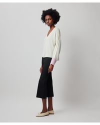 ATM - Wool Cashmere Long Sleeve Colorblock Sweater- Chalk-misty Mauve - Lyst