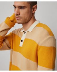 ATM - Merino Wool And Cotton Blend Long Sleeve Polo Sweater - Lyst