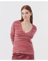 ATM - Cotton Blend Deep V-neck Sweater - Lyst