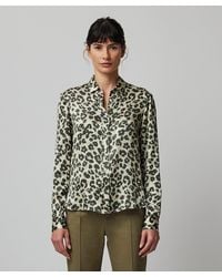 ATM - Silk Charmeuse With Leopard Print Slim Fit Shirt - Lyst