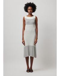 ATM - Silk Cotton Blend Mixed Stripe Sleeveless Dress - Lyst